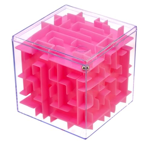 PLAYZOCO Labyrinthwürfel, kubisches Puzzle, dreidimensionales Puzzle, Labyrinth in 3D, Würfel für Weltraumherausforderung, Labyrinth, 3D-Puzzle, geeignet für Kinder und Erwachsene, 8 x 8 x 8 cm, Rosa von AUTOZOCO