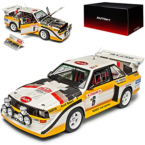 AUTOart A-U-D-I Sport Quattro S1 Rallye Monte Carlo 1986 Mikkola Hertz mit Nacht Scheinwerfer 88602 1/18 Modell Auto mit individiuellem Wunschkennzeichen von AUTOart