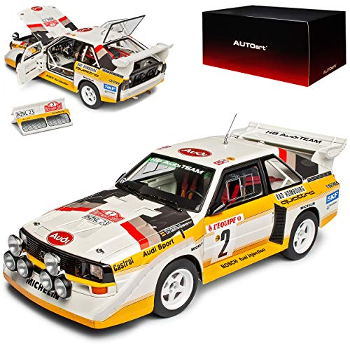 AUTOart A-U-D-I Sport Quattro S1 Rallye Monte Carlo 1986 Röhrl Geistdörfer mit Nacht Scheinwerfer 88601 1/18 Modell Auto mit individiuellem Wunschkennzeichen von AUTOart