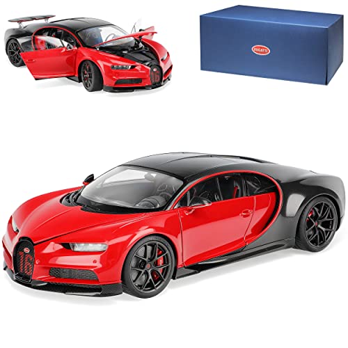 AUTOart Bugatti Chiron Coupe Italian Rot mit Schwarz Ab 2016 Modell 2019 70996 1/18 Modell Auto mit individiuellem Wunschkennzeichen von AUTOart