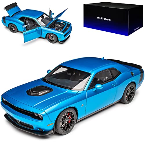 AUTOart Dodge Challenger 392 Hemi Scat Pack Shaker LC Coupe Hell Blau Modell Ab 2008 Version ab 2018 71742 1/18 Modell Auto mit individiuellem Wunschkennzeichen von AUTOart