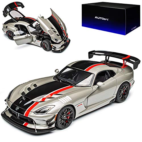 AUTOart Dodge Viper ACR 2017 Coupe Silber mit Streifen in Schwarz und Rot 71733 5. Generation 2012-2017 1/18 Modell Auto mit individiuellem Wunschkennzeichen von AUTOart