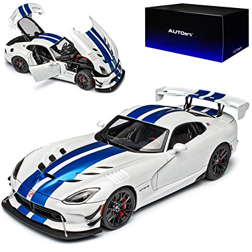 AUTOart Dodge Viper ACR GTS-R Commemorative Esition ACR 2017 Coupe Weiss mit Streifen in Blau 71731 5. Generation 2012-2017 1/18 Modell Auto von AUTOart