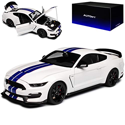 AUTOart Ford Shelby Mustang GT350R Coupe Weiss mit Blau Ab 2014 72931 1/18 Modell Auto von AUTOart