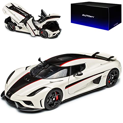 AUTOart Koenigsegg Regera Weiss mit Karbon in Schwarz 2016-2019 79027 1/18 Modell Auto mit individiuellem Wunschkennzeichen von AUTOart