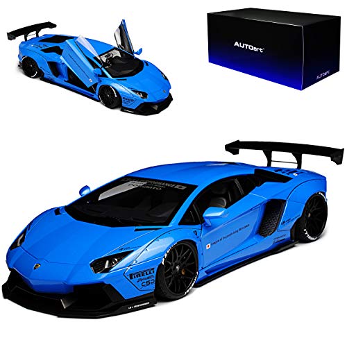 AUTOart Lamborgihini Aventador Liberty Walk LB-Works Sky Blau 79107 1/18 Modell Auto mit individiuellem Wunschkennzeichen von AUTOart