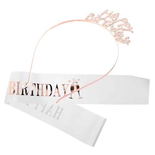 AUTSUPPL 1 Satz Geburtstag Stirnband Schultergurt Geburtstagsdekorationen Party Prinzessin Tiara birthday crown geburtstagskrone geburtstagsfeier dekoration Geburtstagsschärpe Zinklegierung von AUTSUPPL