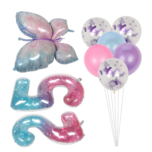 AUTSUPPL 2er Set Folienballons Lila Geburtstagsdeko Für ädchen Bunte Ballon Arrangement Für Kindergeburtstag Happy Birthday Ballons Für Partydekoration von AUTSUPPL