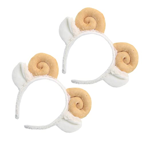 AUTSUPPL 2 Stück Croissant Stirnband Cosplay Haarband Party Haarband Tiere Cosplay Haarreifen Lammohr Haarband Festival Stirnband Schafhorn Stirnband Cosplay Stirnband Schafhorn von AUTSUPPL