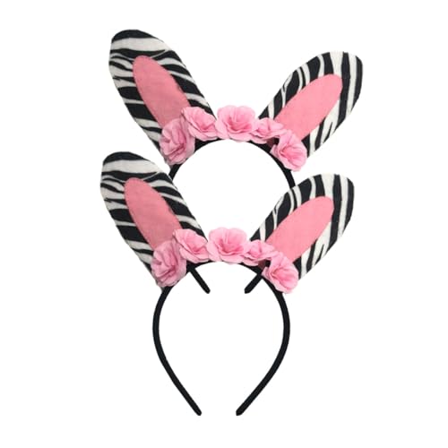 AUTSUPPL 2st Zebra-stirnband Stirnband Mit Pferdeohren Haarschmuck Mit Blumen Süße Stirnbänder Schickes Stirnband Kostüm Für Hasenmädchen Zebra-kostümzubehör Tierkostüm Filzstoff Rosa von AUTSUPPL