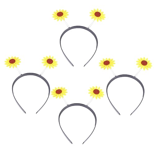 AUTSUPPL 4 Stück Haarreifen Sonnenblume sonnenblumen haarreif sonnenblumen kopfschmuck modisches Blumenstirnband Sonnenblumen-Stirnband Kopfbügel Sonnenblumenkopfband Blumen-Haarreifen von AUTSUPPL