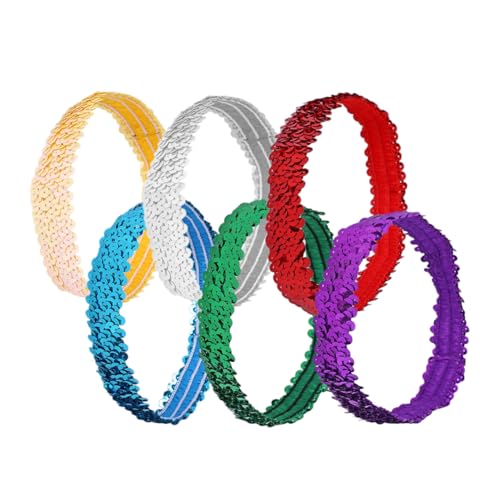 AUTSUPPL 6 Stück Pailletten Stirnbänder Für Teenager Mädchen Elastische Glitzer Haarbänder Festival Kopfband Cosplay Partyzubehör Breites Haarband Für Frauen Und Mädchen von AUTSUPPL