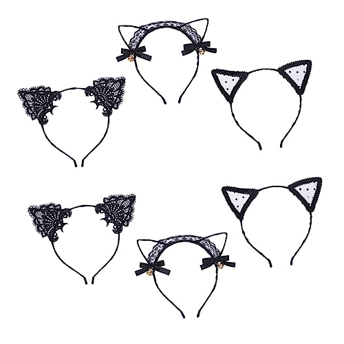 AUTSUPPL 6st Stirnband Mit Katzenohren Katzenkostüm Mädchen Party-ohrschmuck Katzenstirnband Für Mädchen Tiara Mit Katzenohren Katze Cosplay Stirnband Zubehör Für Katzenkostüme Black von AUTSUPPL