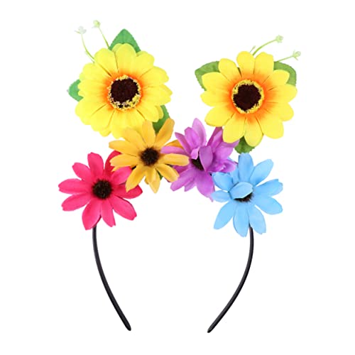 AUTSUPPL Sonnenblumen-party-kopfschmuck Stirnband Mit Sonnenblumenkranz Haargummis Für Mädchen Geburtstagsblume Party-kopfbedeckung Fee-cosplay Stirnbänder Für Kinder Sonnenblumenhaar von AUTSUPPL