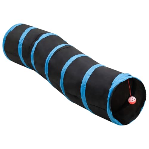 Home Items, S-förmiger Katzentunnel, schwarz und blau, 122 cm, Polyester, Anzugmöbel von AUUIJKJF