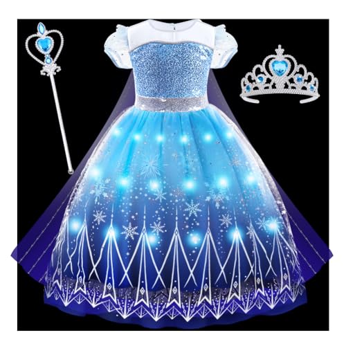 AUYAO LED Princess Kostüm Kinder Mädchen 3Pcs Prinzessinnenkleid Set Kinder mit Krone Diadem Zauberstab Girls Princess Costume für Weihnachten Verkleidung Karneval Halloween Geburtstag Party (130cm) AUYAO LED Princess Kostüm Kinder Mädchen 3Pcs Prinzessinnenkleid Set Kinder mit Krone Diadem Zauberstab Girls Princess Costume für Weihnachten Verkleidung Karneval Halloween Geburtstag Party (130cm) von AUYAO