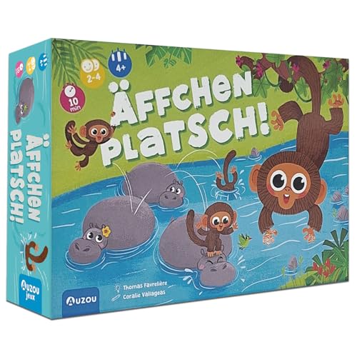 AUZOU | Äffchen Platsch | Kinderspiele ab 4 Jahre | Brettspiele mit Tiere | Mitbringspiel zum Kindergeburtstag | Familienspiele | Geschenke | Gesellschaftsspiele | Für 2 bis 4 Spieler ab 4 Jahren von AUZOU