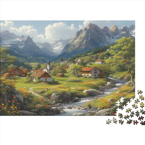 Berghütte 1000 Stück Puzzles Für Erwachsene Teenager Stress Abbauen Familien-Puzzlespiel 1000-teiliges Puzzle Kinder Lernspiel Spielzeug Geschenk Puzzel 1000pcs (75x50cm) von AVBBGERII