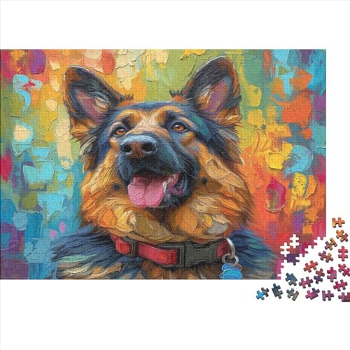 Deutscher Schäferhund Hund 1000 Stück Puzzles Für Erwachsene Teenager Stress Abbauen Familien-Puzzlespiel 1000-teiliges Puzzle Kinder Lernspiel Spielzeug Geschenk Puzzel 1000pcs (75x50cm) von AVBBGERII