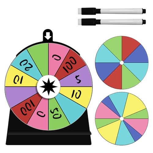 Glücksrad Zum Drehen, 15 x 20cm Glücksrad zum Selbstgestalten mit 3 Drehrad und 2 Markierungsstift Glücksrad Spielzeug mit Ständer Abnehmbarer Spinnings Prize Wheel für Messepartys, Kneipenkarneval von AVCXEC