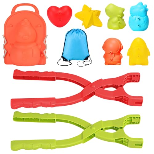 10 Stück Schneeball Former, Abnehmbarer Schneeball Maker Verschiedene Sandball Schneeball Clip Winter Schneeball Form Spielzeug Schneeballzange Weltraummann, Dinosaurier, Liebe, Schneemann für Kinder von AVCXEC