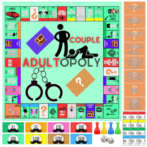 AVCXEC Adultopoly Board Game, Adultopoly Brettspiel, Paarspiele für Erwachsene, Couple Adult Opoly Board Game, Gesprächskarten für Paare, Brettspiel-Requisiten zum Aufheizen der Gefühle von AVCXEC