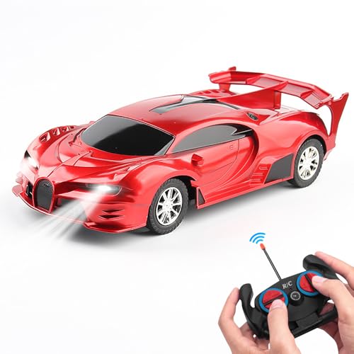 AVCXEC Ferngesteuertes Auto Kinder, 1:18 Maßstab RC Auto, Remote Control Car mit Licht, RC Auto Kinder, 2.4 GHz RC-Auto für Jungen und Mädchen ab 3 Jahren (Rot) von AVCXEC