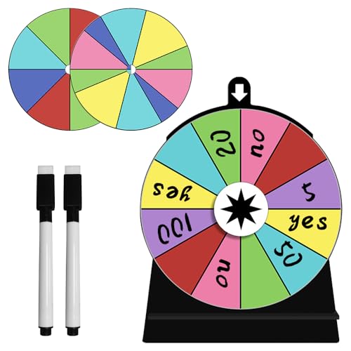 AVCXEC Glücksrad Zum Drehen, 15 * 20 cm Glücksrad Spielzeug mit 3 Drehen und 2 Markierstift, Glücksrad Zum Selbstgestalten, Roulette Spiel, für Lotteriespiele Wortspiele Karneval Party Karneval von AVCXEC