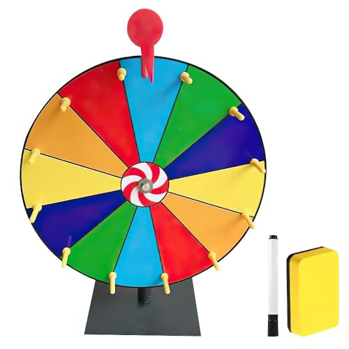 AVCXEC Glücksrad Zum Drehen, 30cm Glücksrad Spielzeug mit Radiergummi und Markierstift, 12 Slots Glücksrad Zum Selbstgestalten, Roulette Spiel, für Lotteriespiele Wortspiele Karneval Party Karneval von AVCXEC