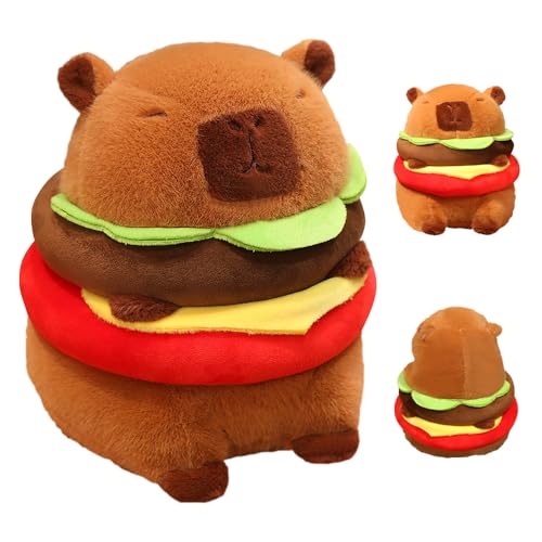 AVCXEC Hamburger Capybara Plüschtier, 22cm Capybara Kuscheltier, Niedliche Capybara Kuscheltier, Plüschfigur Kuscheltier Capybara, Capybara Plüschtier Wasserschwein, Geschenk für Kinder, für Home Deko von AVCXEC