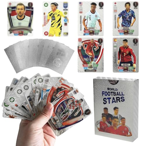 AVCXEC World Cup Fußball Star Karte, Fussball Karten, Fußball Star Karten, UEFA Champions League Fußballkarten, Fußball Sammelkarte, Kinder zum Sammeln von Karten für Fans, Teenager (Silber) von AVCXEC