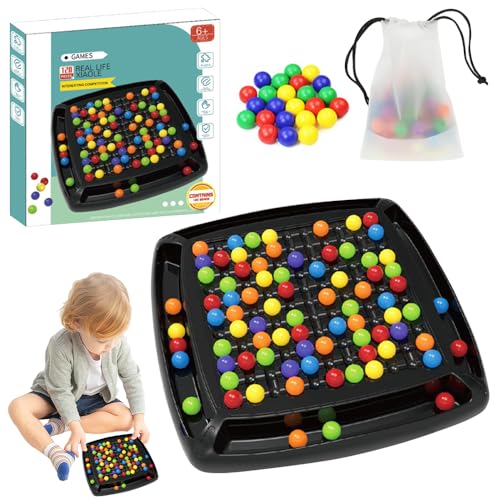 Intellektuelles Schachbrett Doppelduell, Rainbow Ball Elimination Brettspiel Mit 120 Stück Bead Rainbow Ball Gesellschaftsspiele Matching Strategiespiele Brettspiel für Erwachsene Kinder(120 Bälle) von AVCXEC