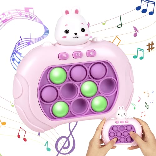 Pop Fidget it Spielzeug, Quick Push Spiel Pop Fidget It Elektronisches Sensorspiel Pop Fidget Spielzeug Bubble Sensory Squeeze Toys Elektronischer Whack Mole Spiel für Kinder Erwachsene Hase - Rosa von AVCXEC