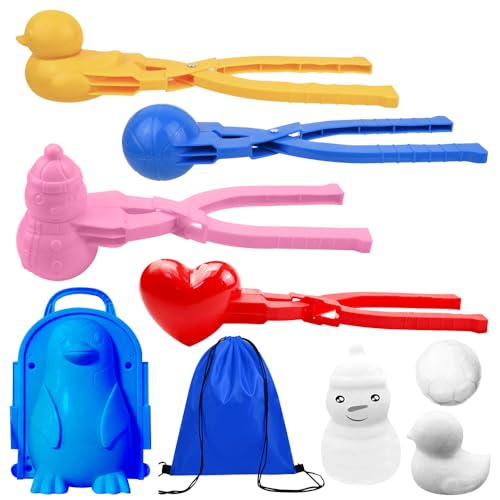 Schneeball Former, 5 Stück Schneeballzange, Cartoon Schneeballformer, Winter Schneeball Clip, Snowball Maker, Pinguin Schneeball Clip, Entenform, fur Kinder im Freien Spielen Schnee, Strandspieler von AVCXEC