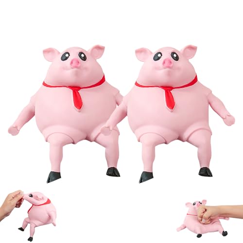 Schweine-Quetschspielzeug, 2 Stück Stressspielzeug Rosa Schwein, Anti-Stress-Spielzeug, Anti-Angst-Reizbarkeits-Schweine-Spielzeug,Realistischer Anti-Crush für Baby Birthday Halloween von AVCXEC