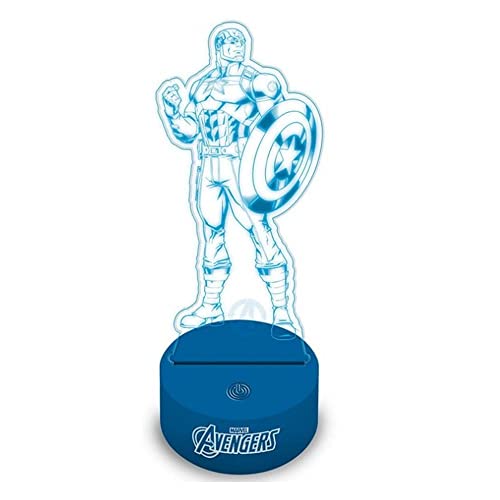 Marvel Avengers Acryl-Projektionslampe Captain America mit Schild, leuchtet blau, Marvel The Avengers, MV15564, Mehrfarbig von AVENGERS