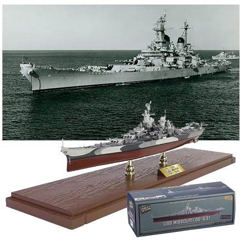 1:700 USS Missouri Schlachtschiffmodell, statisch fertiges Simulationskriegsschiff aus Legierung, klebstofffreie Farbtrennung, fertiges Geschenk, Ornamente, Sammlungsgeschenke for Enthusiasten von AVMLWEPA