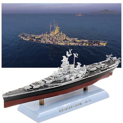 AVMLWEPA 1/1000 8,3 Zoll USS Massachusetts BB59 Schlachtschiff Legierung Militär Fertigschiff Modell Kriegsschiff Modell Simulation Ornamente Hobby Sammlung Geschenk von AVMLWEPA