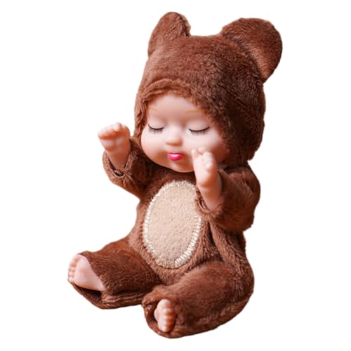 AVZYARDY 1/6 Stück 11 cm Mini-Reborn-Babypuppe, Simulation Wiedergeburtspuppen, Spielzeug mit Tierkleidung, niedliche schlafende Baby-Serie, Puppe, bewegliche Gelenke, lebensechte, realistis von AVZYARDY