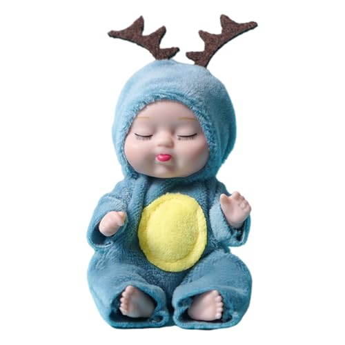 AVZYARDY 1/6 Stück 11 cm Mini-Reborn-Babypuppe, Simulation Wiedergeburtspuppen, Spielzeug mit Tierkleidung, süße schlafende Babyserie, Puppe, bewegliche Gelenke, Schlafserie, wiedergeborene von AVZYARDY