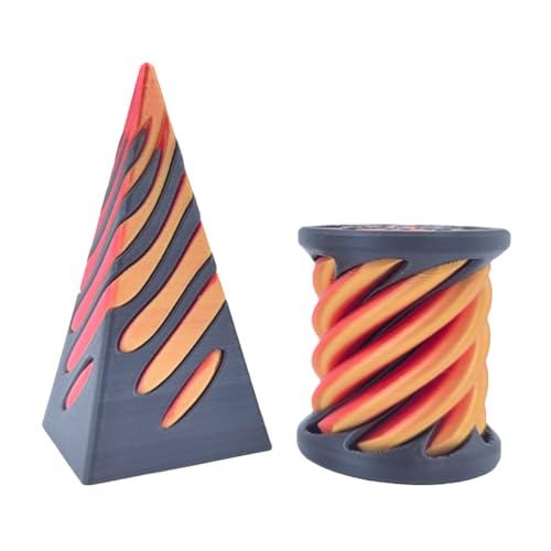 AVZYARDY 2 Stück Impossible Pyramid Passthrough Skulptur Stressabbau 3D-gedrucktes Spiralkegelspielzeug Mini Vortex Thread Illusion Pass Through Pyramid Zappelspielzeug für Kinder und Erwach von AVZYARDY