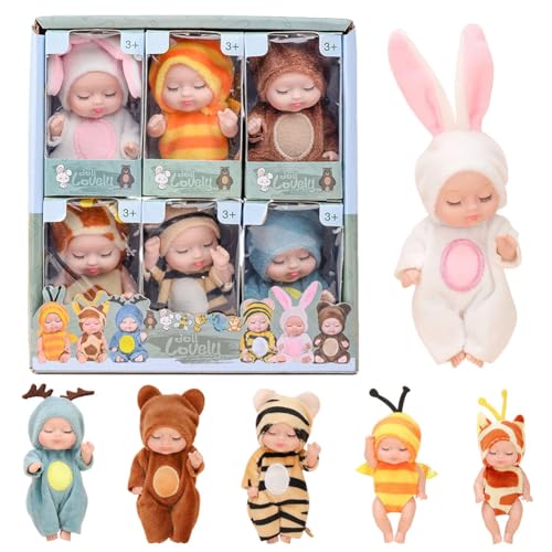 AVZYARDY 6 Stück 4 Zoll Mini Reborn Baby Simulation Wiedergeburtspuppen Spielzeug Kinder Mädchen Spielzeug von AVZYARDY