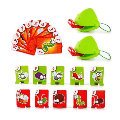 AVZYARDY Froschzungenspiel Herausstrecken der Zunge Lecken Karte Brettspiel Anti-Stress-Spaß Desktop-Puzzlespiel Chamäleon Froschmaske Kartenspielzeug for Kinder Familienpartyspielzeug von AVZYARDY