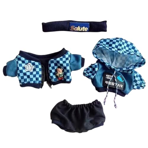 AVZYARDY Für Labubu 17 cm Puppenkleidung Mini-Plüschpuppen-Outfit-Zubehör Keine Puppe Niedliche Plüschpuppenkleidung Stirnband Hoodie Mantel Hose für Labubu-Puppen-Fans Geschenk von AVZYARDY