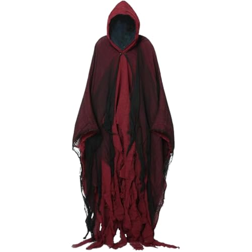 AVZYARDY Halloween Geisterkostüm Geisterumhang Outfit Party-Motto Geisterumhang mit Kapuze Gruseliger Erwachsener Umhang Cosplay Kapuzenrobe für Männer Frauen von AVZYARDY