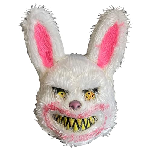 AVZYARDY Halloween LED blutige Plüsch-Hasenmaske mit LED-Lichtern, Geisterfest-Maske, Halloween-Horror, blutiges Kaninchen, Bär, Requisiten, Cosplay-Kostüm-Requisiten, Halloween-Party von AVZYARDY