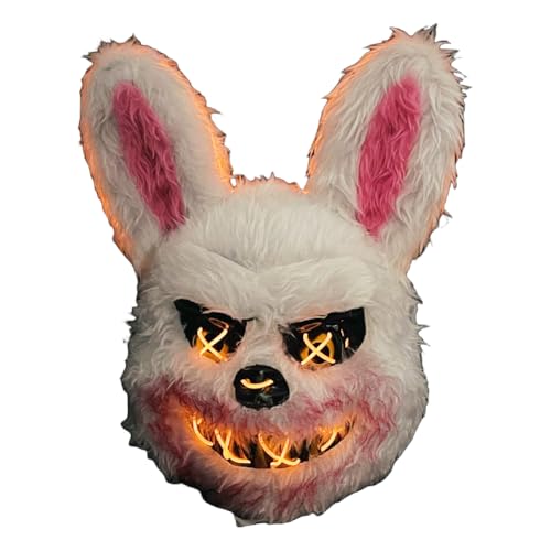 AVZYARDY Halloween LED blutige Plüsch-Hasenmaske mit LED-Lichtern, Halloween-Horror blutiger Hase, Bär, Requisiten, blutige Plüsch-Tierkopfmaske, Halloween, Cosplay, Performance-Requisite von AVZYARDY