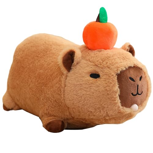 AVZYARDY Kawaii Plüschtier, niedliche Puppe, Simulation Capibara mit Früchten, Stofftiere, weiche Puppe, 20 cm, Tiere, Capybara, Stofftier, Plüschsimulation, Capibara, Anime, Flauschiges SPI von AVZYARDY