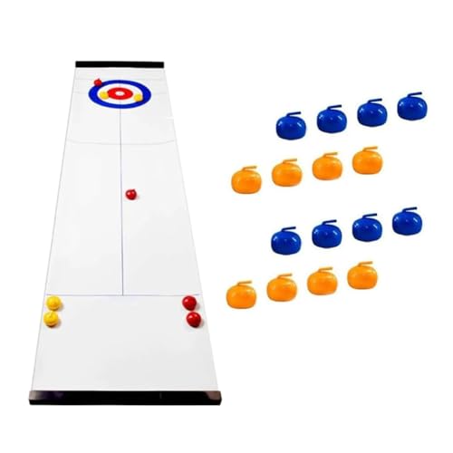 AVZYARDY Kompakte Curling-Familienspiele, Sport-Party-Spielausrüstung, kompaktes Curling-Brettspiel, Tisch-Mini-Curling-Spielset mit 8/16 Tisch-Curling-Steinen für Familie/Schule/Reisen ab 6 von AVZYARDY