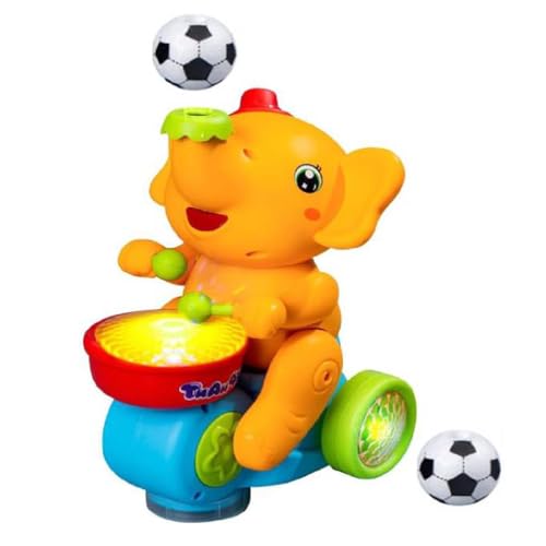 AVZYARDY Musikalisches GEH-Elefant-Spielzeug, leuchtendes singendes Spielzeug mit 2 Levitationsbällen, elektrisches Elefanten-Musiker-Spielzeug, batteriebetrieben, pädagogisch für Jungen und von AVZYARDY